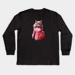 A cat minding his own business Kids Long Sleeve T-Shirt